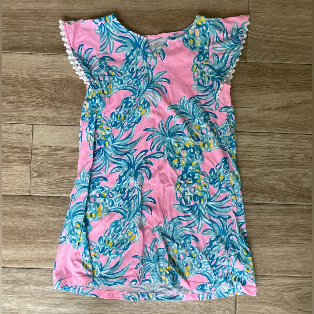 Lily Pulitzer Girls Pink and Blue Tropical Print Dress